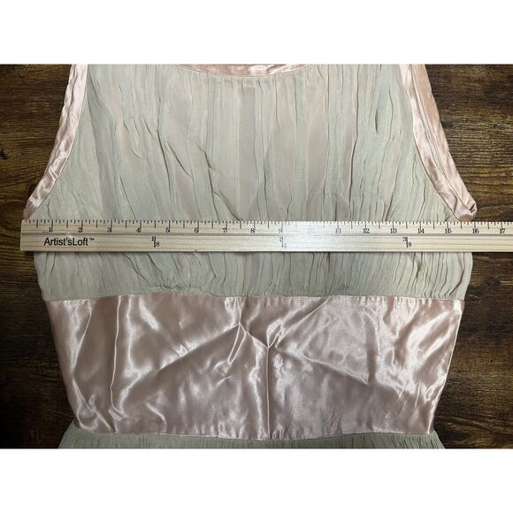 Vintage 1950/60's Slip Dress Crepe & Satin Cream & Pink Empire Waist Lin… - Picture 10 of 12